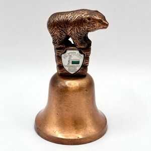 Vintage Brass Bell Bear Delaware Mine Copper Country 3”